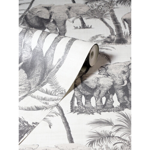 Arthouse Safari Elephant Wallpaper Charcoal Arthouse 296700 2