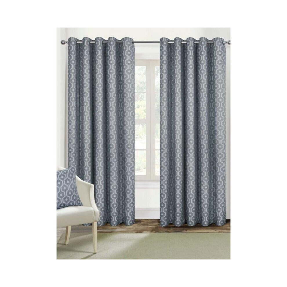 Belle Maison Lined Eyelet Curtains, Milano Range, 46x54 Silver-image-OPC-P698NMX-NEW