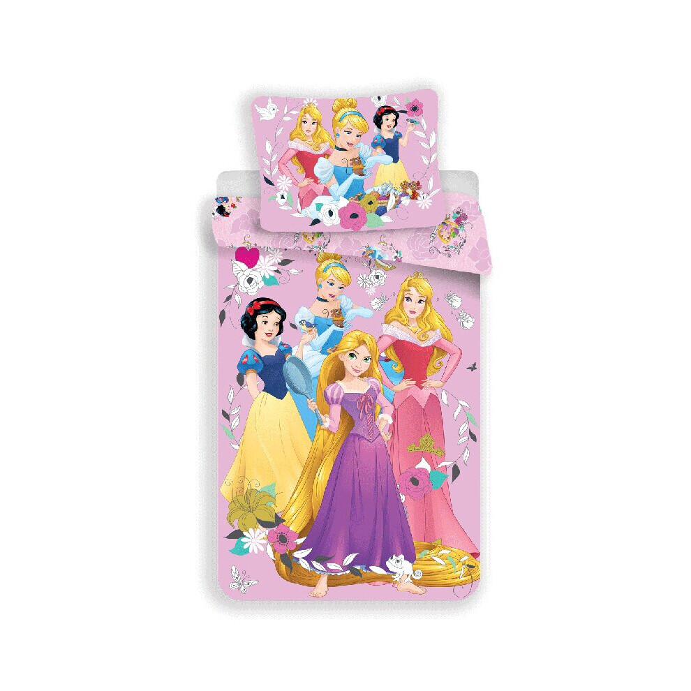 Disney Princess Pink Single Cotton Duvet Cover and Pillowcase Set -