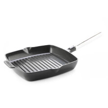 GreenPan Featherweights 26cm Grill Pan, 100% ToxinFree, Healthy Ceramic Nonstick, Cast Aluminium, Metal Utensil/Induction/Dishwasher/OvenSafe, Grey