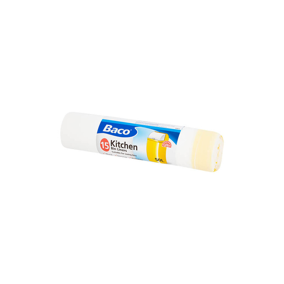 Baco 15 x 50L White Swing Bin Liners