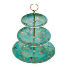 Sara Miller for Portmeirion Chelsea 3 Tier Cakestand-Green, Ceramic, 280 x 280 x 60 cm