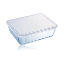 Pyrex Rectangular Dish with Plastic Lid, 0.8L