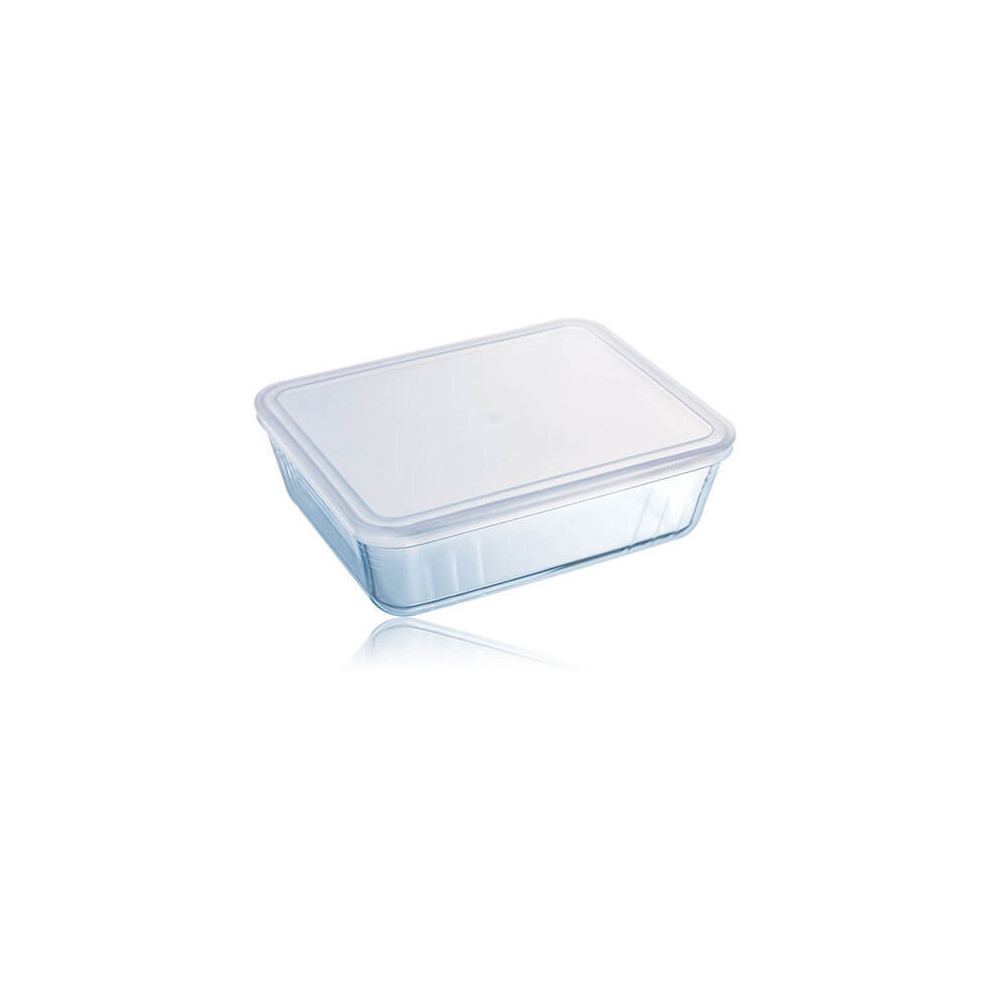 Pyrex Rectangular Dish with Plastic Lid, 0.8L-image-OPC-P69BWHV-NEW
