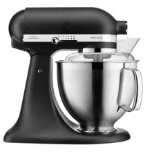 KitchenAid 5KSM185 Artisan Stand Mixer Cast Iron Black - 4.8L & 3L Bowls, Pouring Shield, Whisk, Flat Beater, Dough Hook