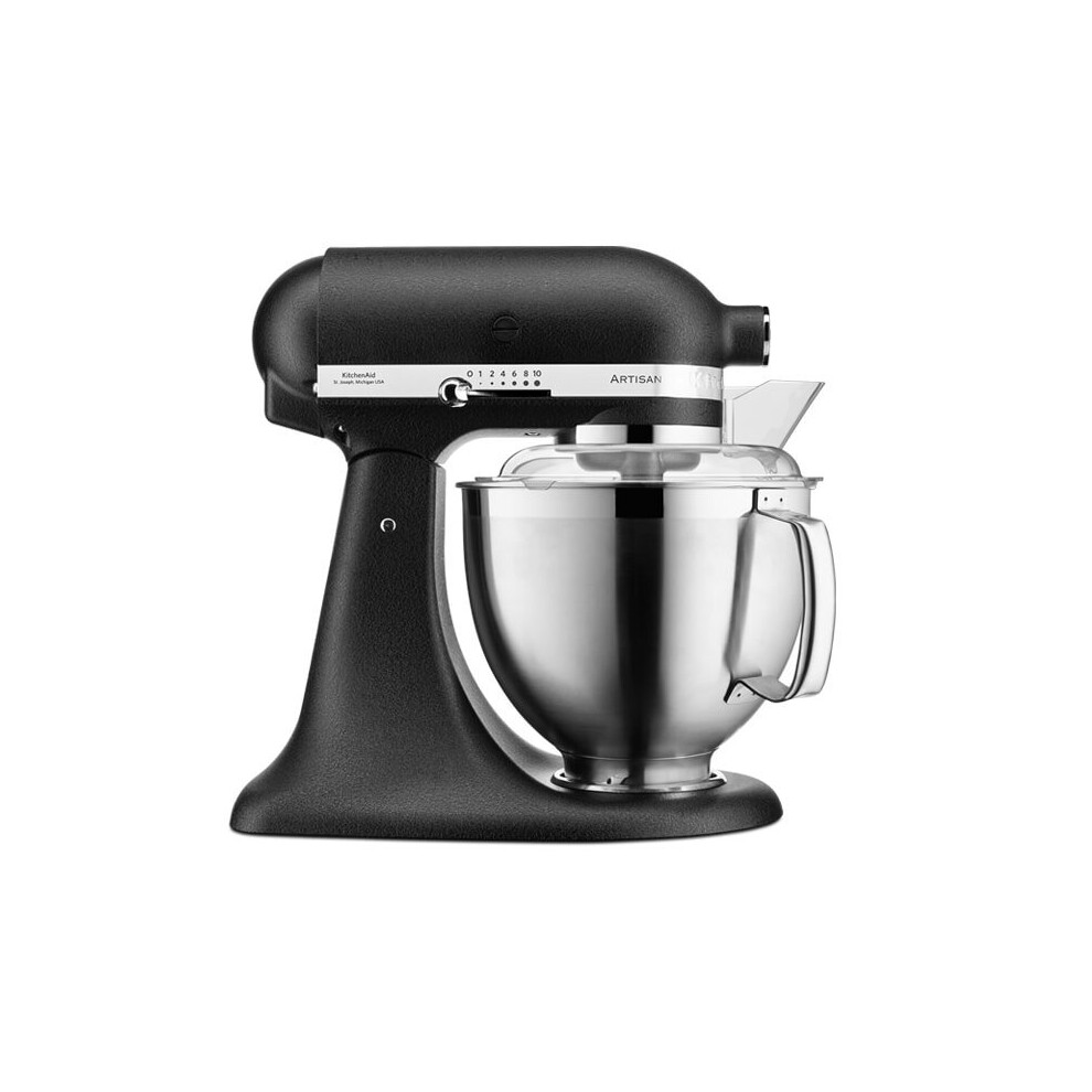 Kitchenaid 5Ksm185 Artisan Stand Mixer Cast Iron Black - 4.8L & 3L Bowls, Pouring Shield, Whisk, Flat Beater, Dough Hook