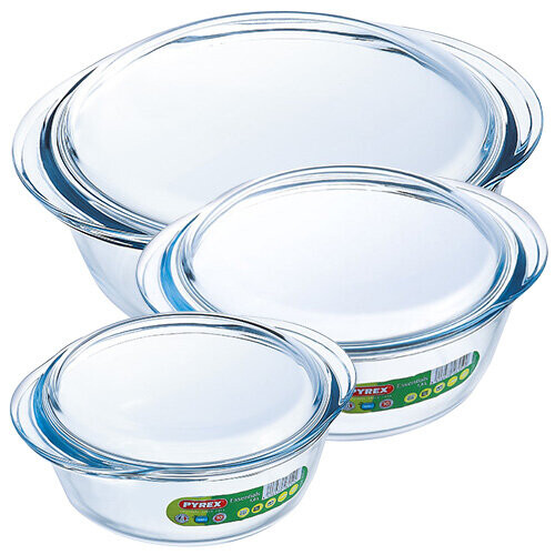 Pyrex Pyrex Oven Dish Set 3 Piece Glass Kitchen Baking Roasting Tray 912S637/6142
