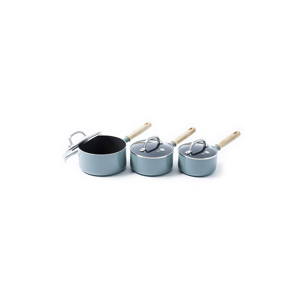 GreenPan CC001595-001 Mayflower Saucepan Set, Aluminium, Sky Blue