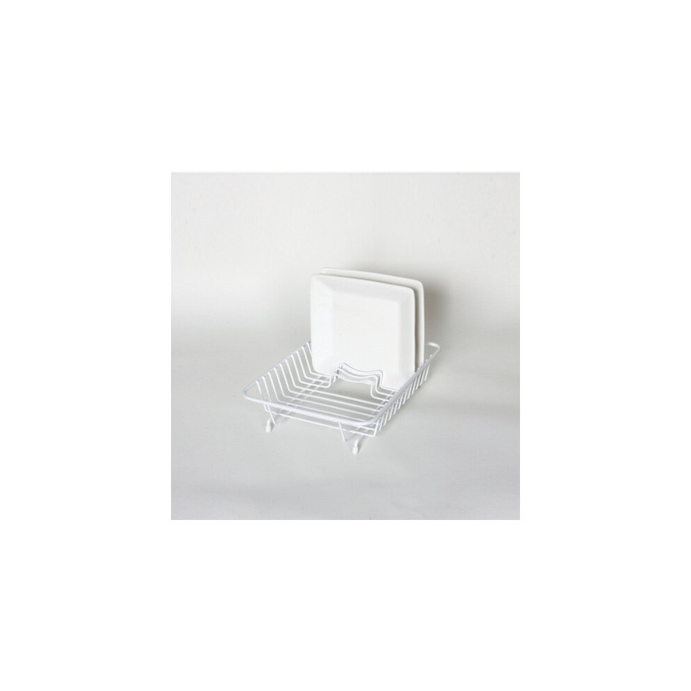 Compact White Dish Drainer