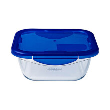 Quadratische Schachtel mit Deckel - PYREX - 1451030 - 16 x 16 cm - 800 ml - Cook &amp; Go - Borosilikatglasboden