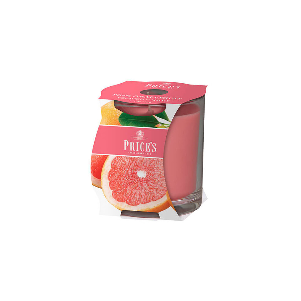 Price's Candles Pink Grafruit Scented candle in glass jar in cluster