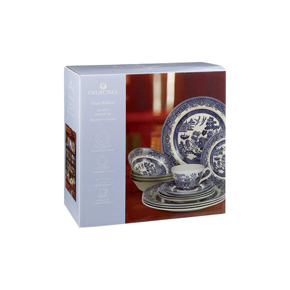 Churchill China Blue Willow 20 Piece Dinner Set