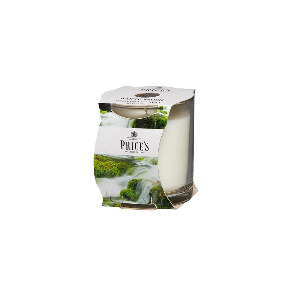 Price's Candles White Musk Scented candle in glass jar in cluster