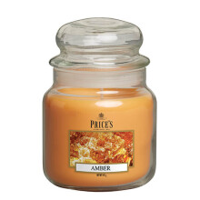 Price's Candles Amber Scented candle in MEDIUM GLASS JAR with glass lid