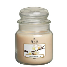 Price's Candles Sweet Vanilla candle in MEDIUM GLASS JAR with glass lid