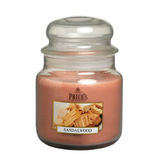 Price's Candles Sandalwood Scented candle in MEDIUM GLASS JAR with glass lid