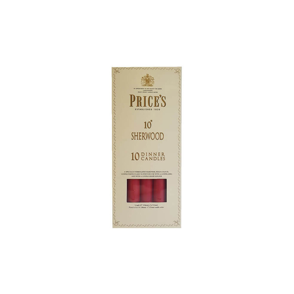 Prices 10" Sherwood Candle Wine Red Pack Of 10