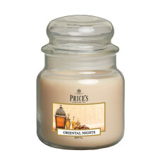 Price's Candles Oriental Nights Scented candle in MEDIUM GLASS JAR with glass lid