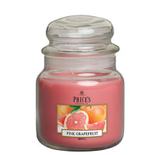 Price's Candles Pink Grapefruit Scented candle in MEDIUM GLASS JAR with glass lid