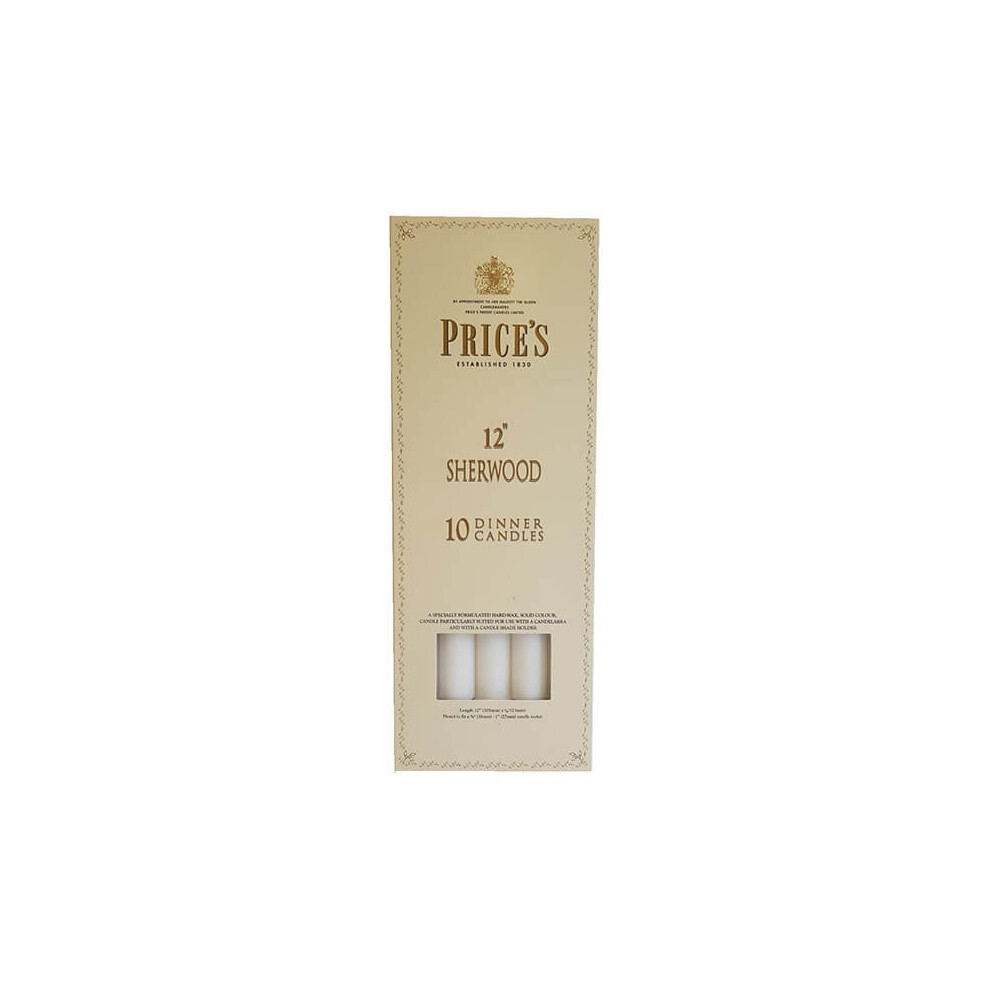 Prices 12" Sherwood Candle White Pack Of 10