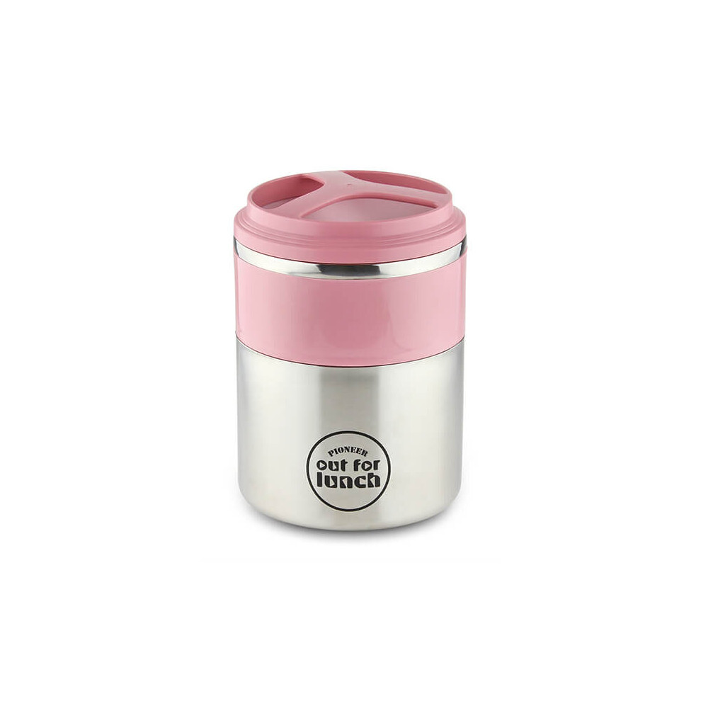 Pioneer Vacuum Lunch Box Pink Lid With Double Compartment