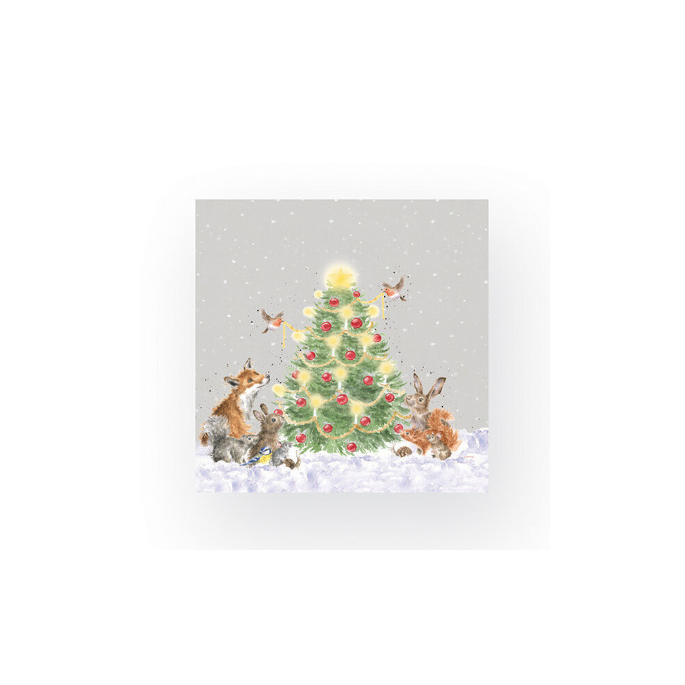 Wrendale Designs Pack Of 20 Lunch Size 'Oh Christmas Tree' Woodland Animals Napkins