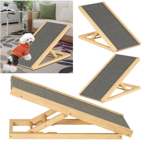 39.4''/100cm Wooden Pet Ramp Dog Ramp For Bed,Adjustable Height Dog - View #10