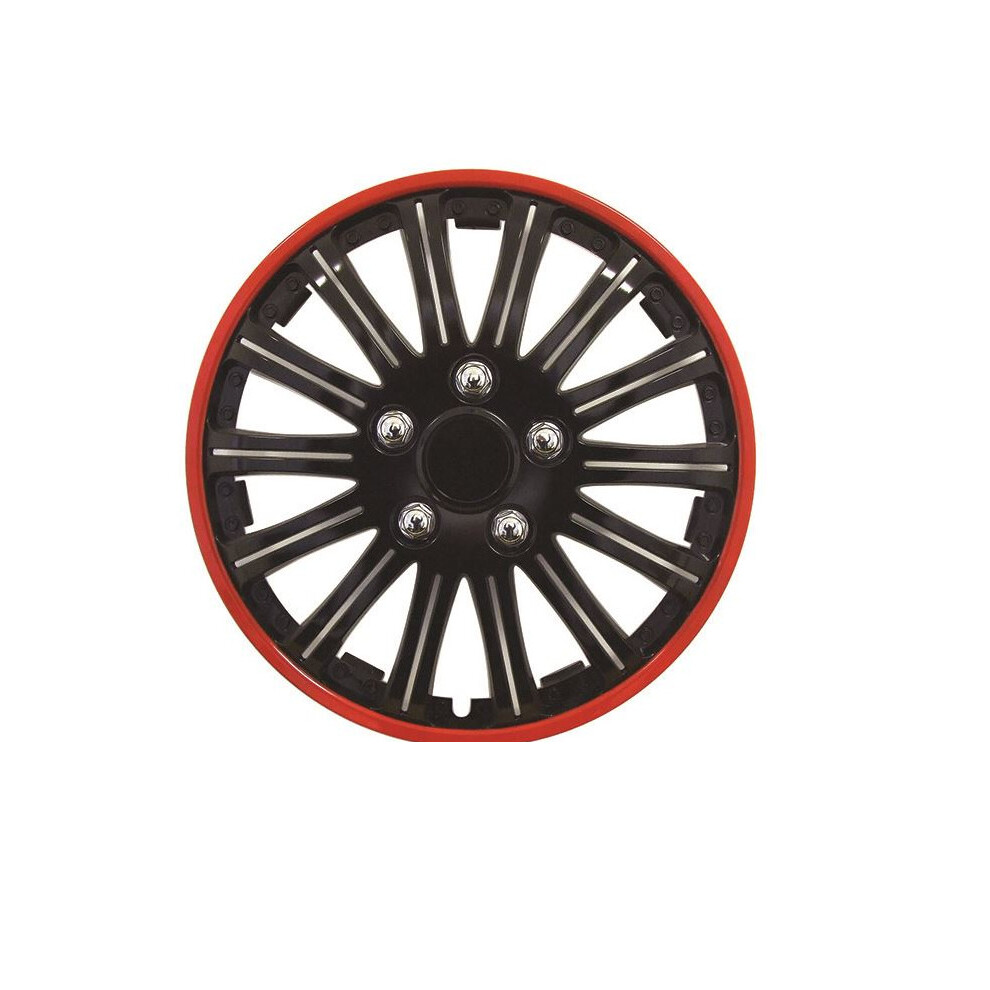 Car Wheel Trims 15" | Style: Lightning | Gloss With Rim Black/Red 5026637620652