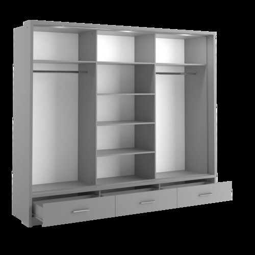 Arthauss (Grey Matt) Arti 1 - 3 Sliding Door Wardrobe 250cm 1