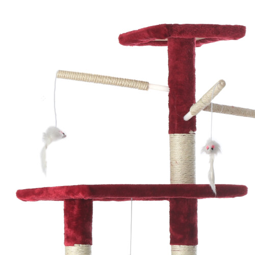 (Grey) Cat Tree With Scratching Post, Hanging Toys & Ladder 1