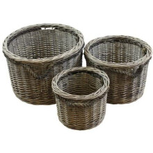 JVL Chunky Home Round Storage Baskets with Loop Handles, Set of 3