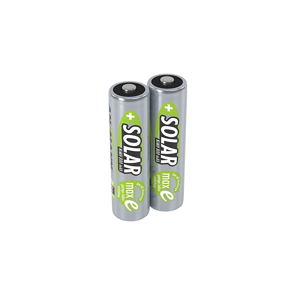 Ansmann Aa Solar Batteries [Pack Of 2] Long Lasting Low Self Discharge Rechargeable Aa Type 800 Mah Nimh Maxe Pro Battery For Solar Powered Equipment 4013674003525