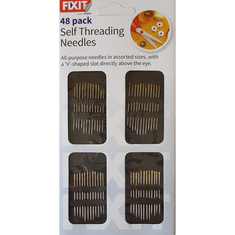 Pack of 48 Self Threading SEWING Needles . VERY EASY TO USE.