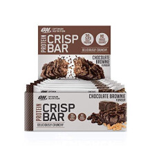 Optimum Nutrition Protein Crisp Bar with Whey Protein Isolate, Low Carb High Protein Snacks with No Added Sugar, Chocolate Brownie, 10 Bar (10 x 65 g