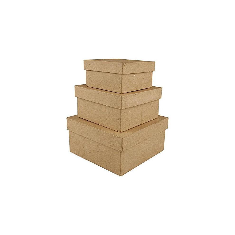 Create-Crafts Creativ 10+12 5+15 Cm Papier Mache Square Boxes 3 Assorted Size 10