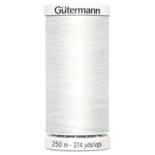 Gutermann Sew-All Polyester Thread, White, 250 m - All-Purpose Sewing Thread