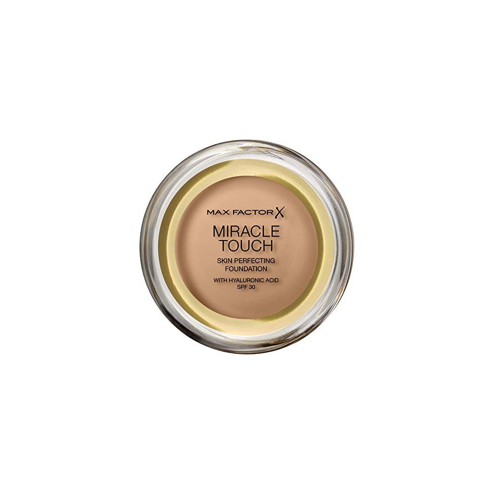 Max Factor Miracle Touch Foundation, New and Improved Formula, SPF 30 and Hyaluronic Acid, 78 Sand Beige