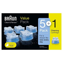 Braun Clean and Renew Refill Replacement Cartridges for Electric Shaver, 5+1 Pack