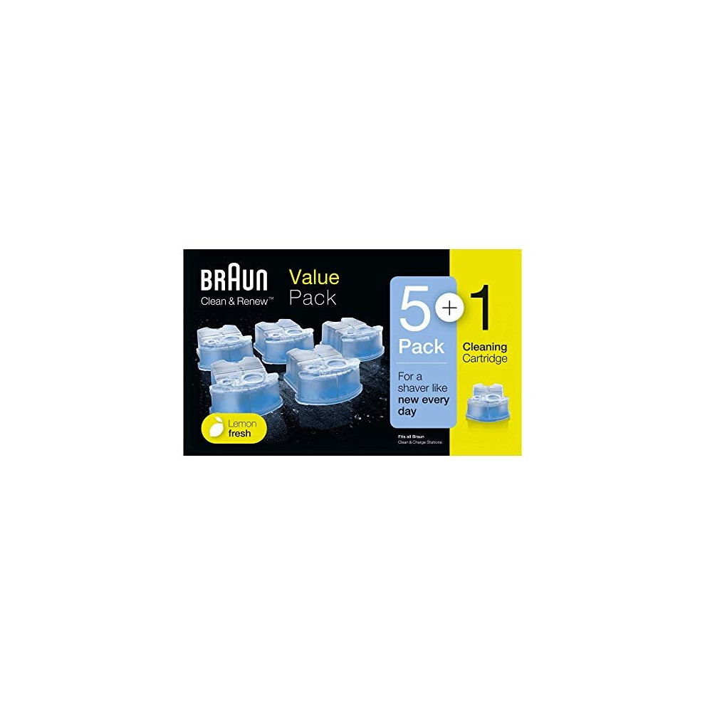 Braun Clean and Renew Refill Replacement Cartridges for Electric Shaver, 5+1 Pack