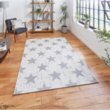(120x170cm) Santa Monica 48648 Indoor Outdoor Star Rug in Cream Grey