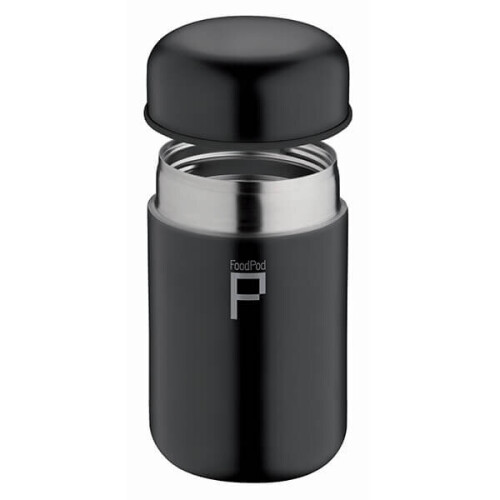 Grunwerg Vacuum Food Pod Flask 0.4 litre Black – Double-Walled, Keeps Food Hot or Cold, On-the-Go