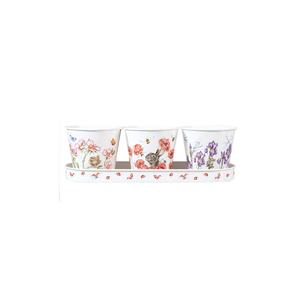 Wrendale Designs Floral Herb Pots Set Of 3 With Tray