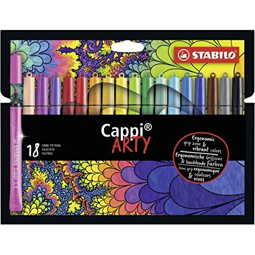 STABILO Felt Tip Pen - Cappi Wallet of 18 Assorted Colours