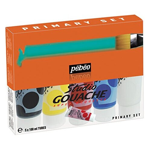 Studio Gouache Primary Assorted Tubes da 100 millilitri, Set di 5