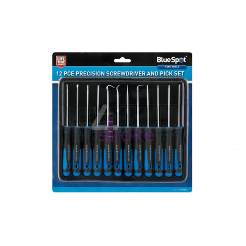 BlueSpot Bluespot 12pc Pick And Hook Set Plus Precision Screwdriver Torx Flat & Phillips