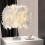 (White ) Feather Table Lamp Elegant Bedside Desk Night Light White Lampshade Table Light 6