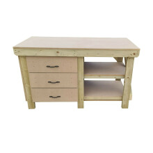 (6ft, Without Back Panel) Wooden MDF Tool Cabinet Workbench With Double Storage Shelf