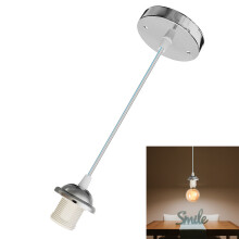 (Sliver) E27 Screw Rose Ceiling Light Fabric Flex Pendant