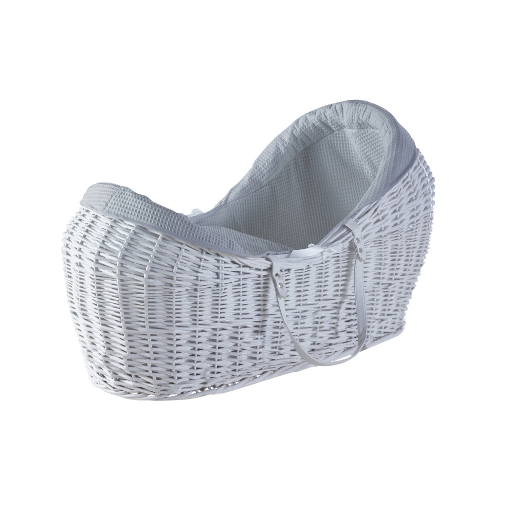 Grey Waffle White Wicker Pod Moses Basket