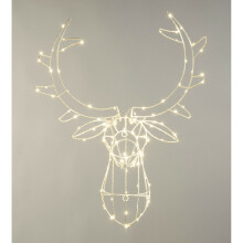 70cm Metal Reindeer Head with 120 Warm White Twinkling LEDs - Wall-Mount Christmas Deer Stag Decor